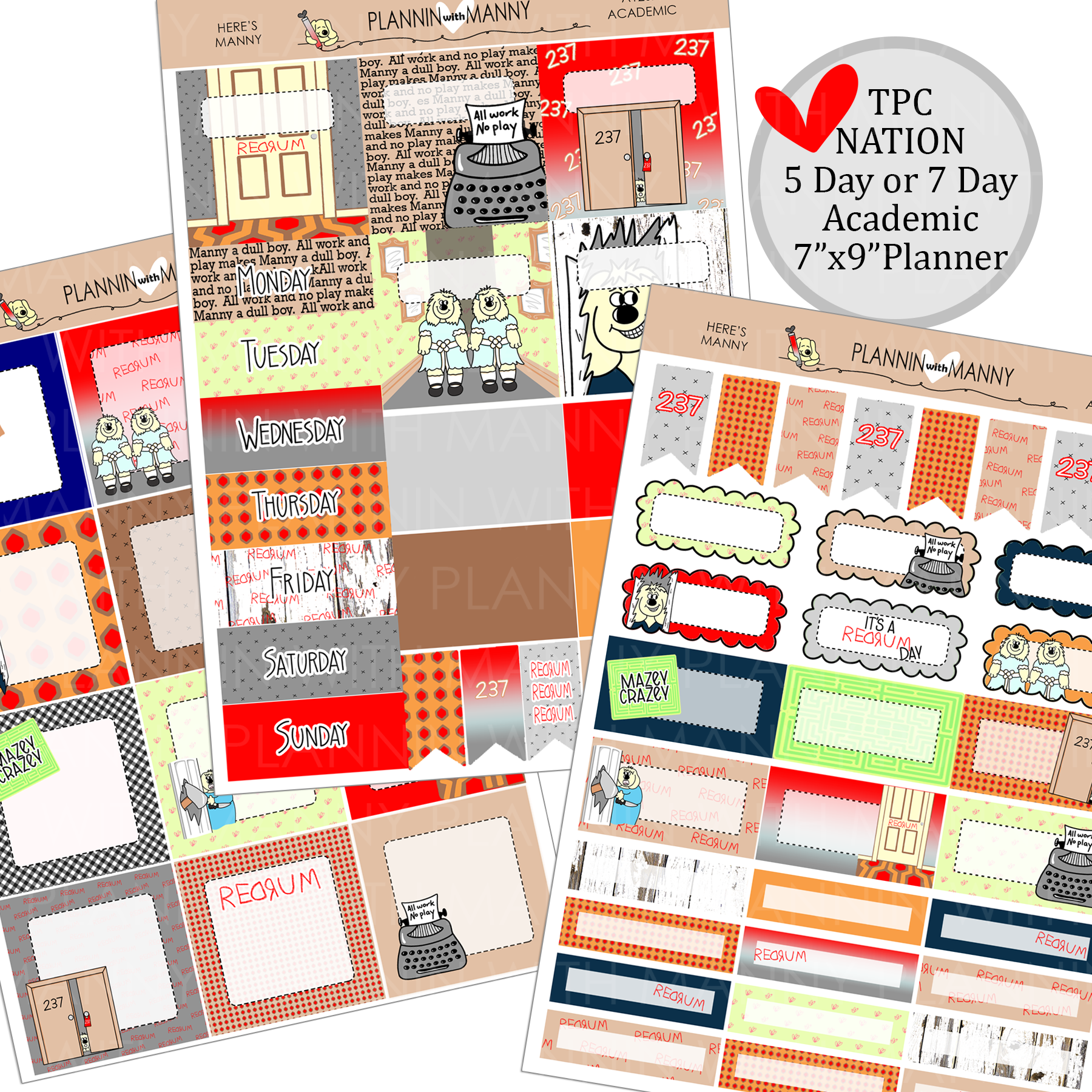A120 TPC ACADEMIC 5&7 DAY Weekly Planner Kit - Here's Manny Collection