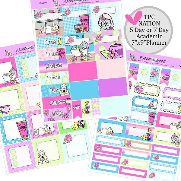 A121 TPC ACADEMIC 5 & 7 Day Weekly Planner Kit - Spa Day Collection
