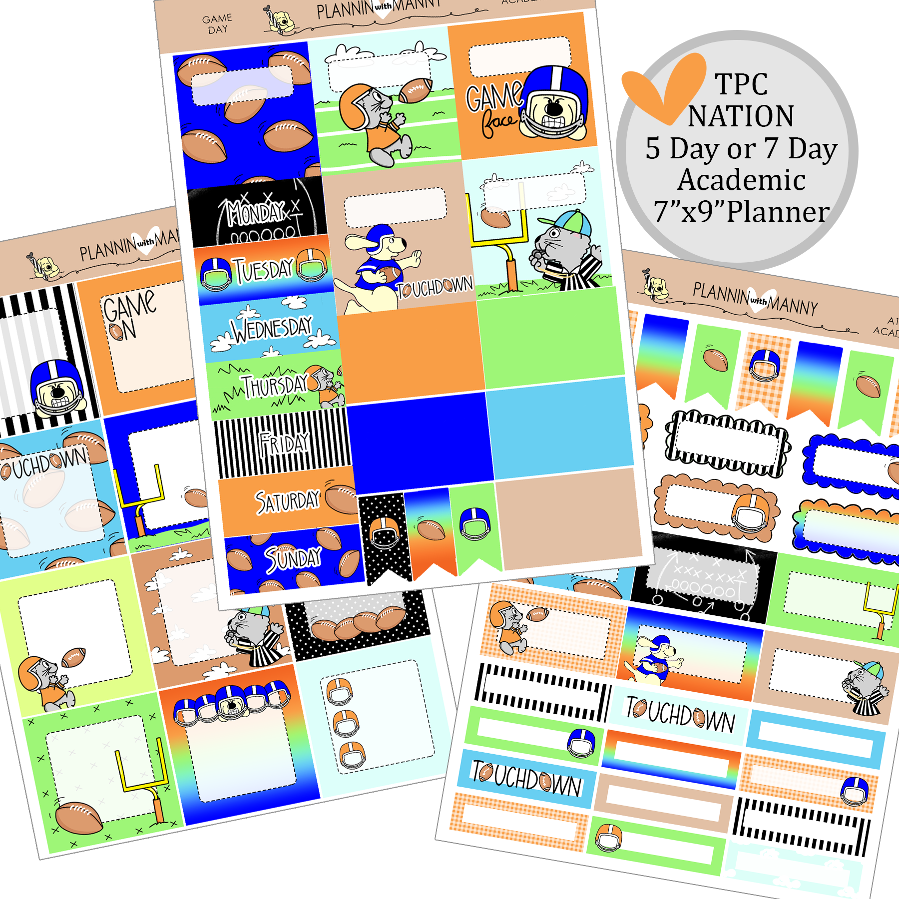 A122 TPC ACADEMIC 5 & 7 Day Weekly Planner Kit - Game Day Collection