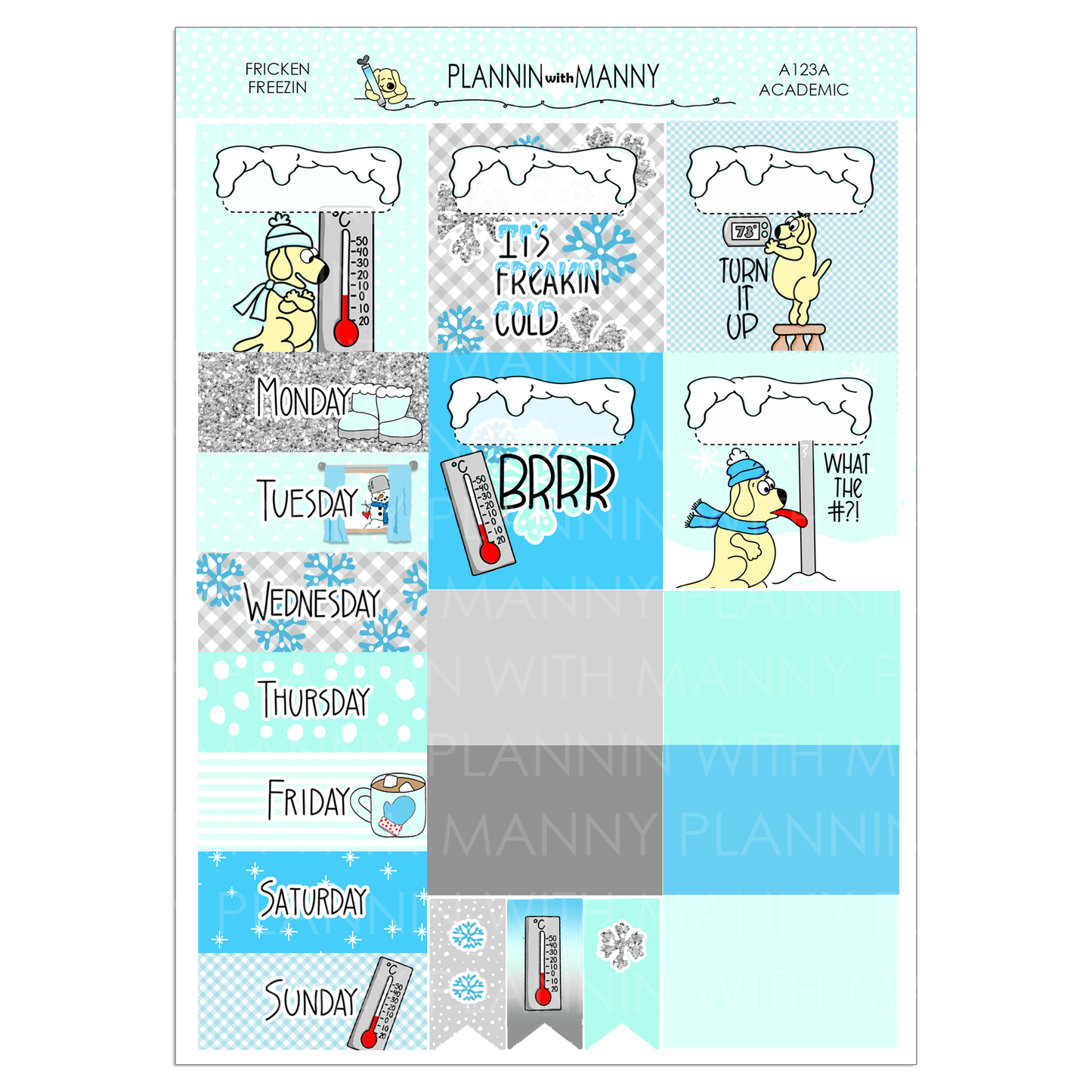 A123 TPC ACADEMIC 5 & 7 Day Weekly Planner Kit - Fricken Freezin Collection