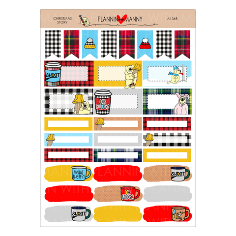 A136B Christmas Story 1.5" Wide Planner Stickers