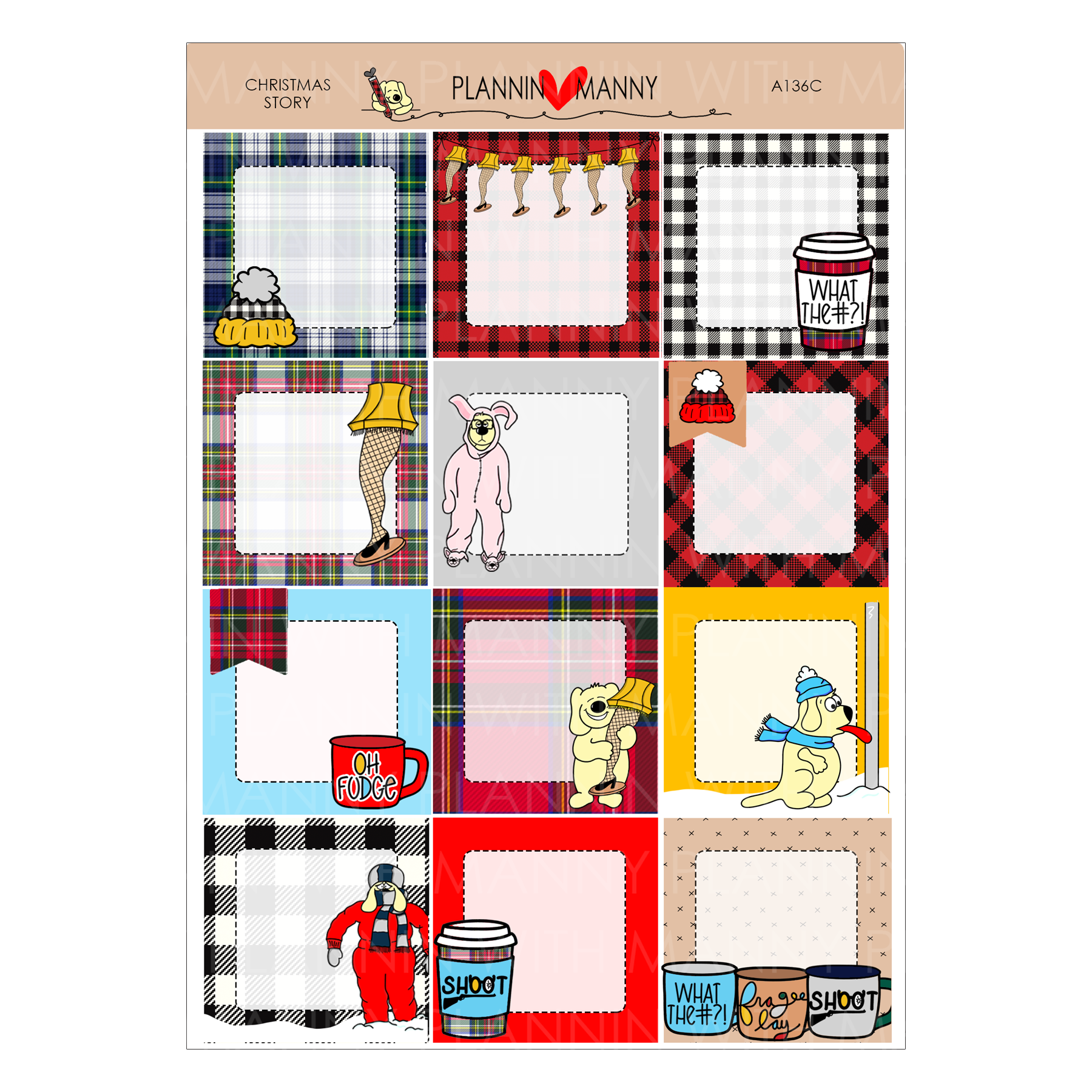 A136C Christmas Story 1.5" Square Planner Stickers