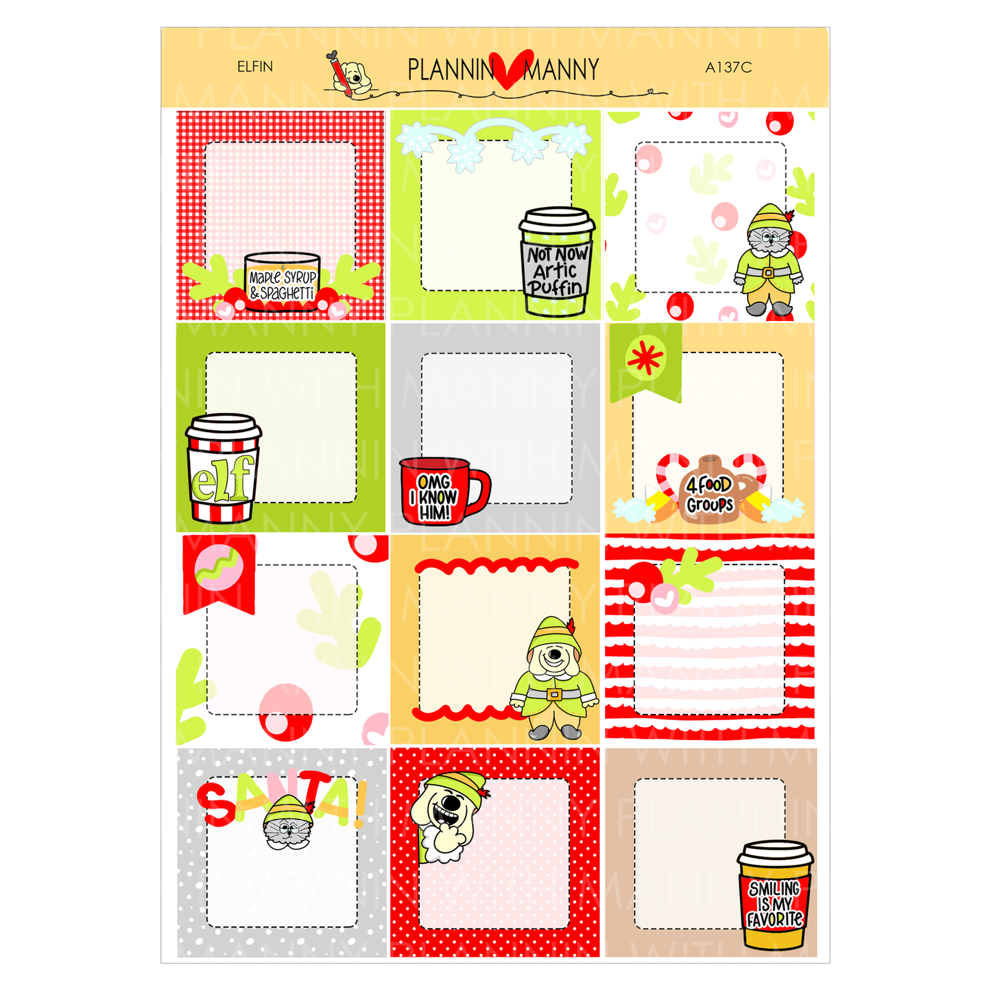 A137C Elfin 1.5" Square Planner Stickers