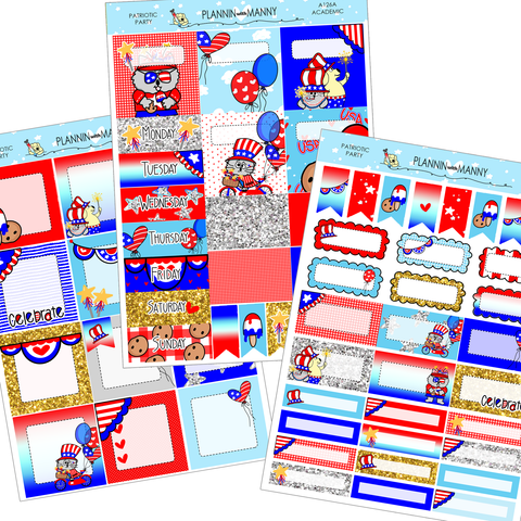A26 TPC ACADEMIC 5 & 7 Day Weekly Planner Kit and Hybrid Planner - Patriotic Party Collection