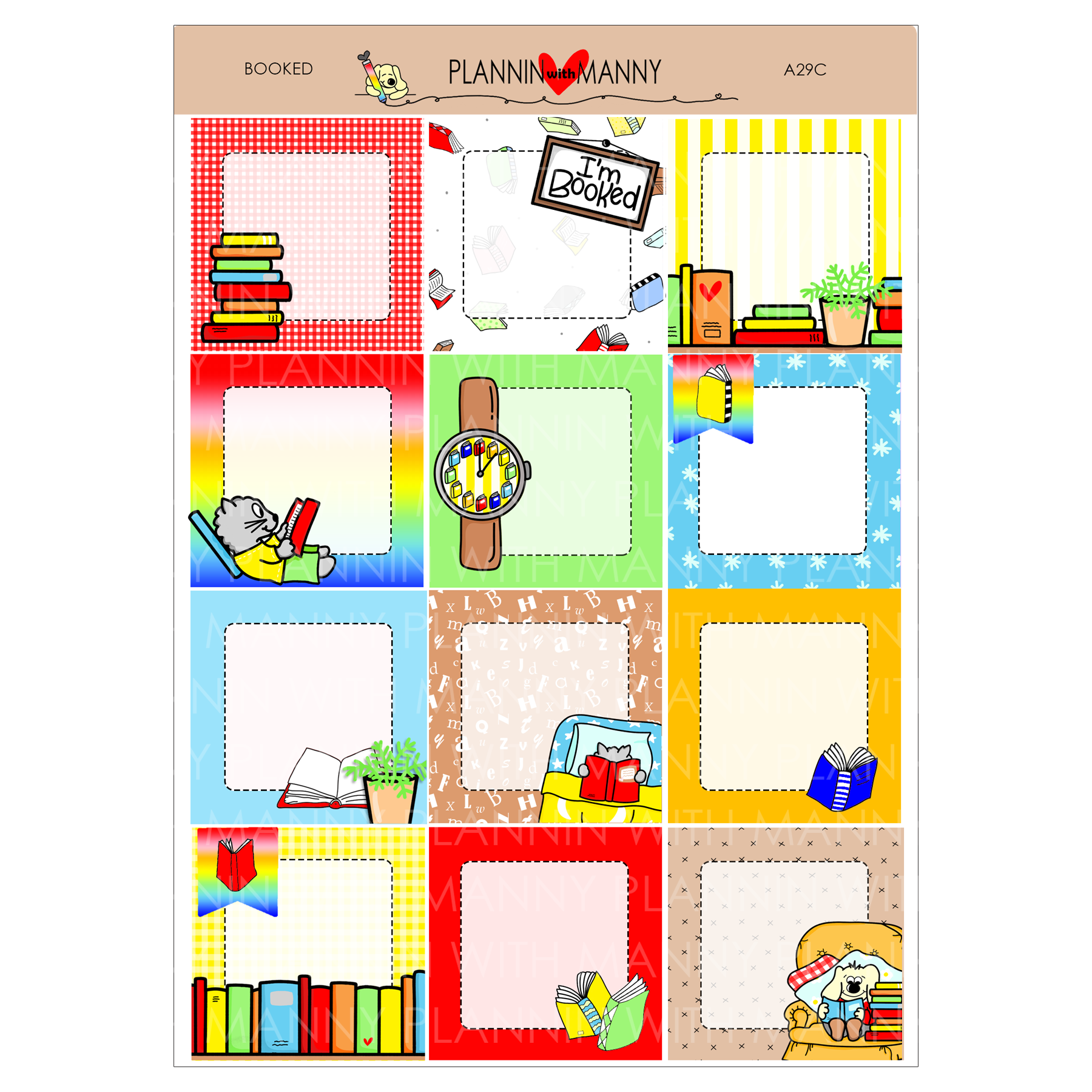 A29C I'm Booked 1.5" Square Planner Stickers
