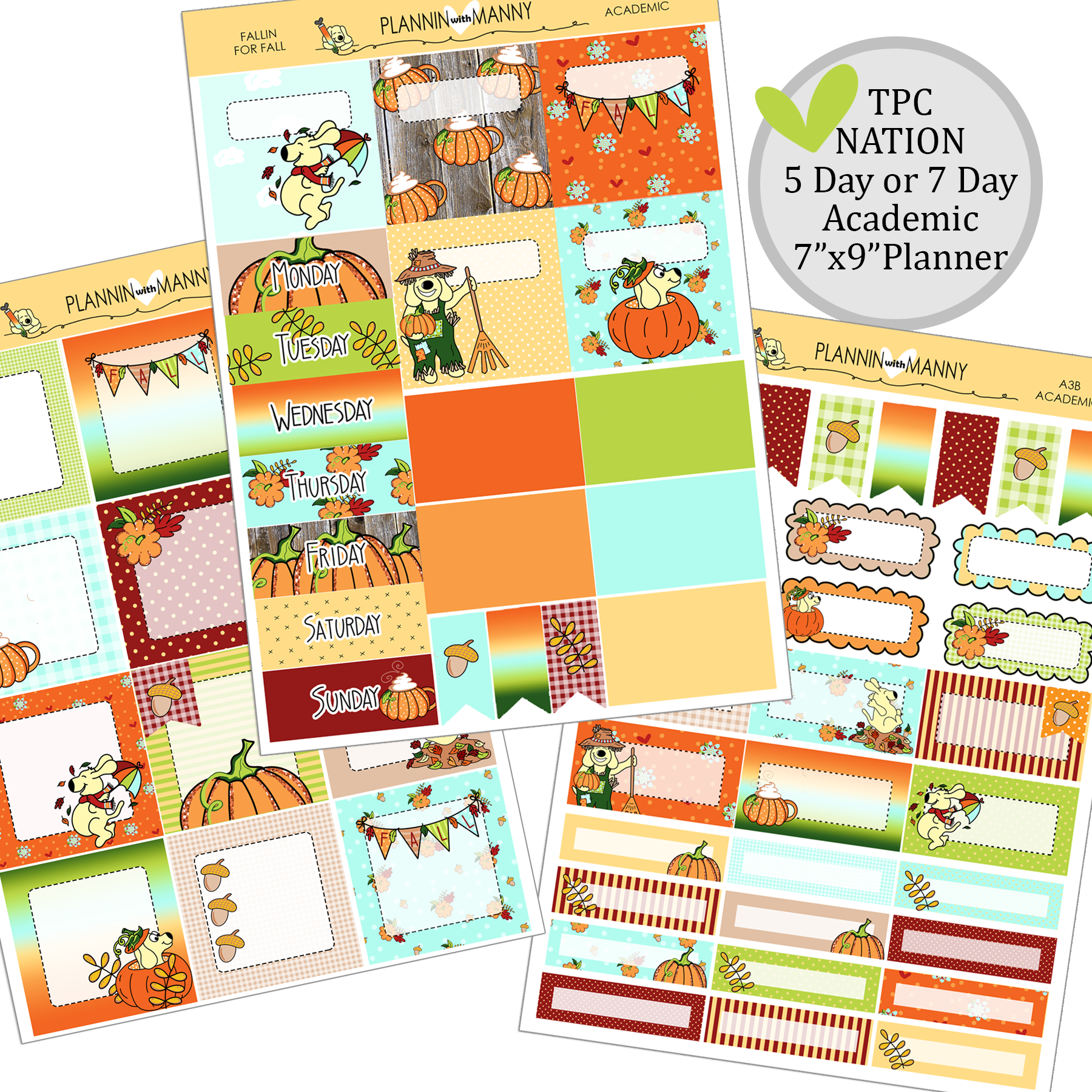 A3 TPC ACADEMIC 5 & 7 Day Weekly Planner Kit - Fallin for Fall Collection
