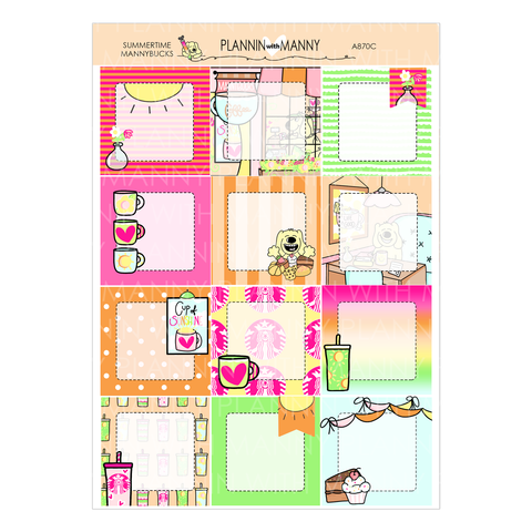 A870C Summertime Mannybucks 1.5" Square Planner Stickers
