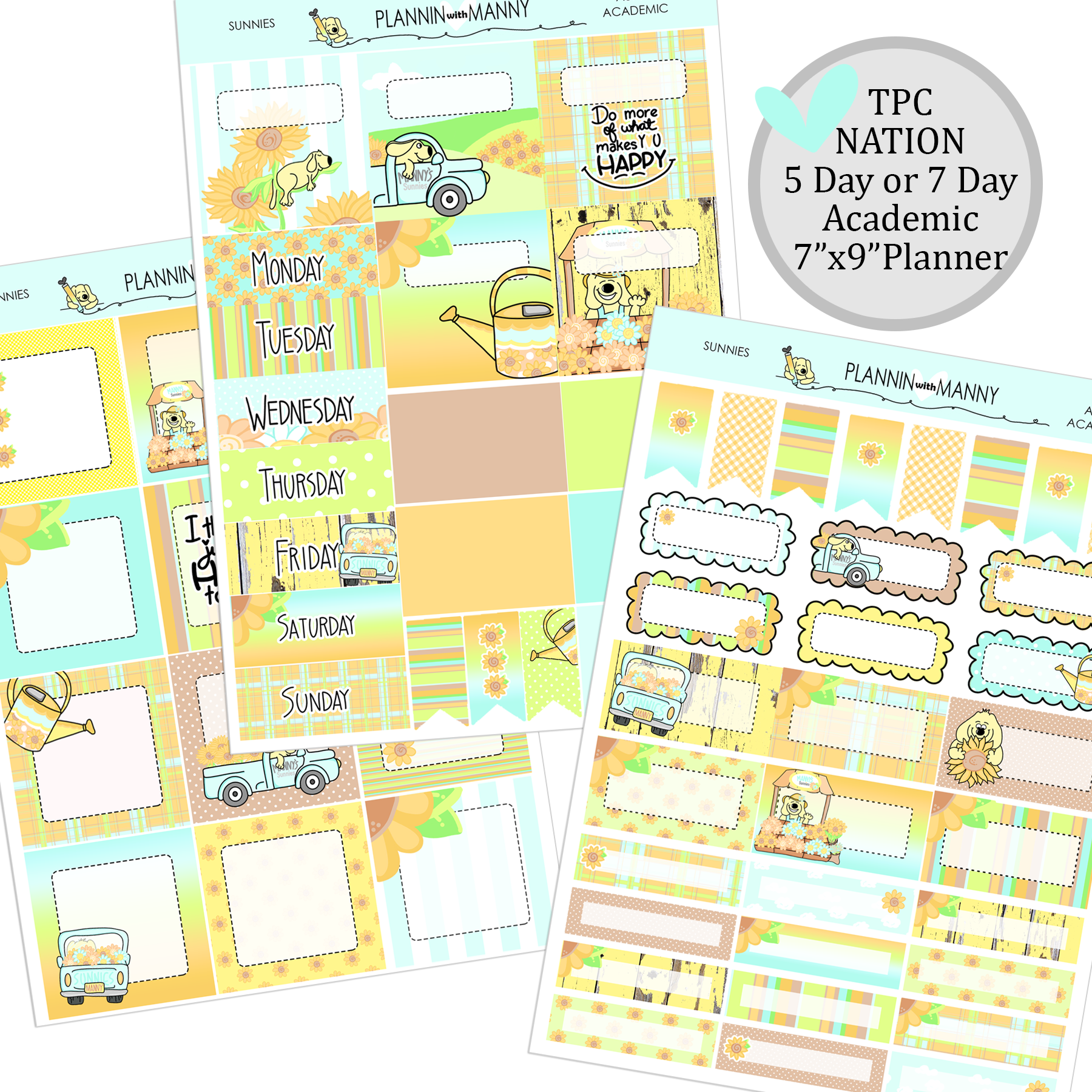 A890 TPC ACADEMIC 5&7 DAY Weekly Planner Kit - Sunnies Collection