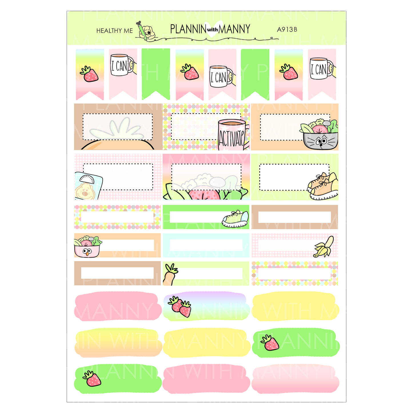 A913 ACADEMIC 5 & 7 Day Weekly Planner Kit and Hybrid Planner -  Healthy Me Collection