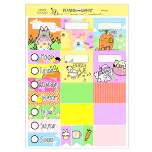 A914 ACADEMIC 5 & 7 Day Weekly Planner Kit and Hybrid Planner - Easter Doodles Collection