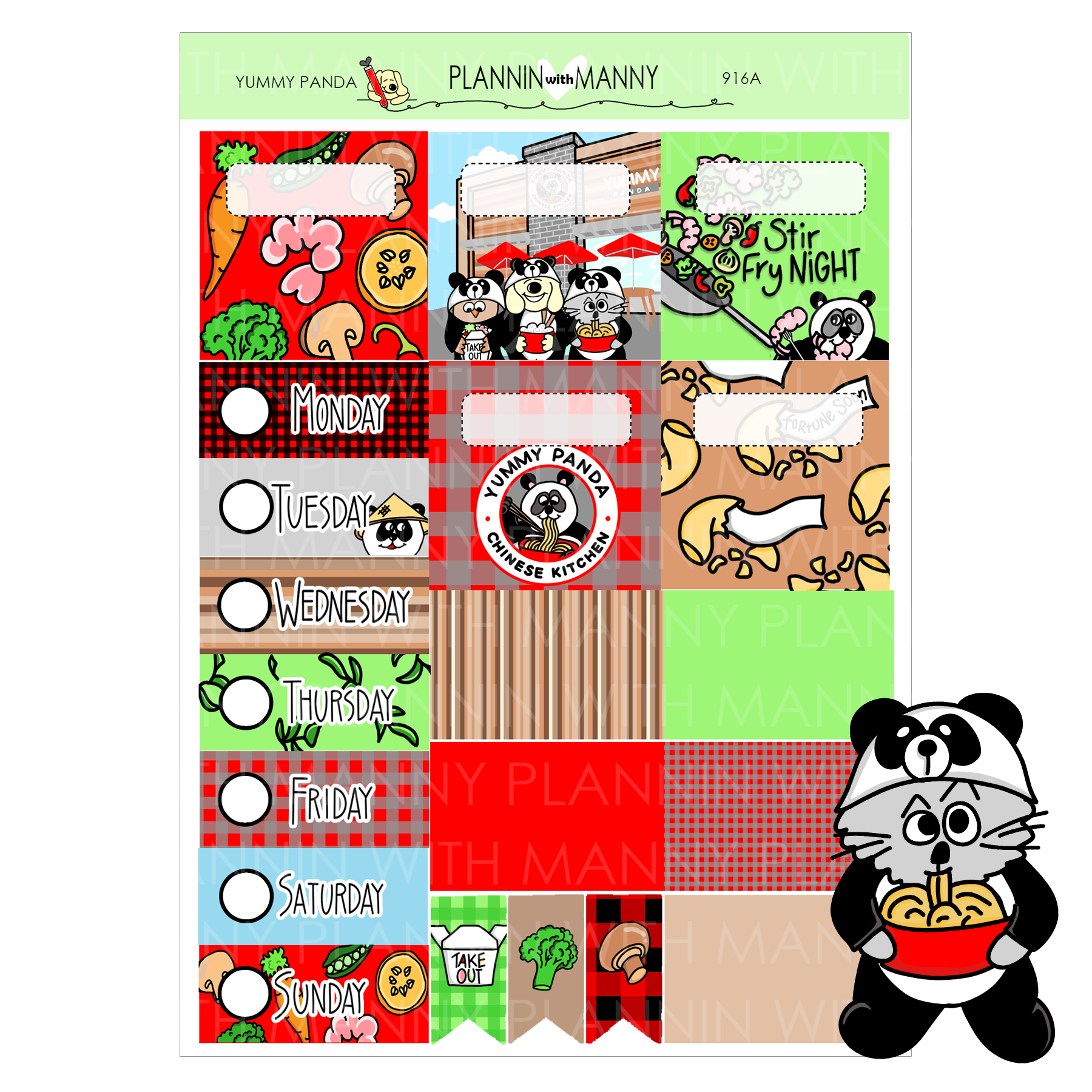 A916 ACADEMIC 5 & 7 Day Weekly Planner Kit and Hybrid Planner - Yummy Panda Collection