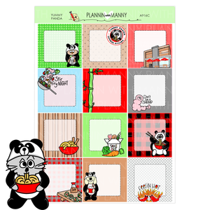 A916C Yummy Panda 1.5" Square Planner Stickers