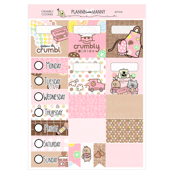 A919 ACADEMIC 5 & 7 Day Weekly Planner Kit and Hybrid Planner - Crumbly Cookie Collection