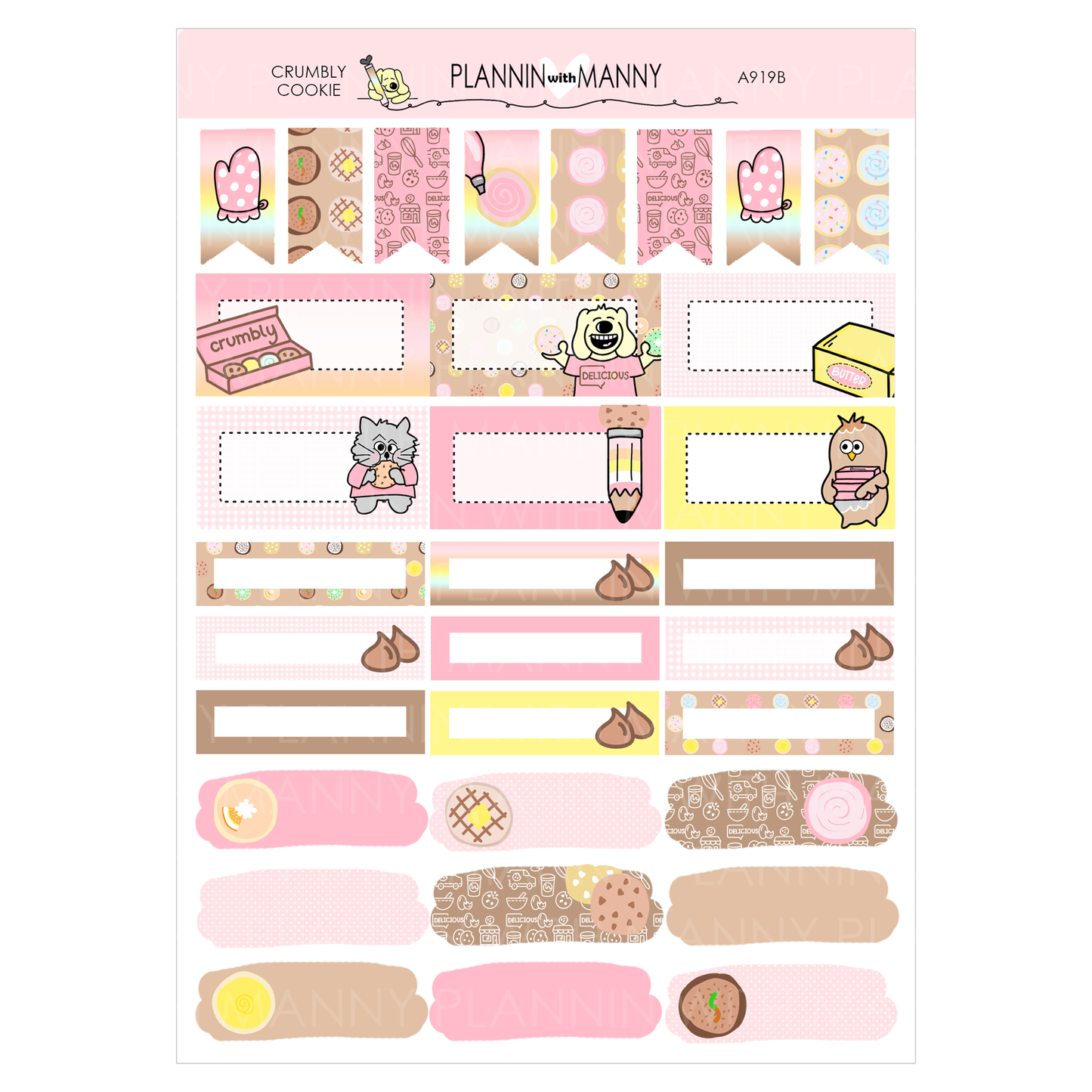 A919 ACADEMIC 5 & 7 Day Weekly Planner Kit and Hybrid Planner - Crumbly Cookie Collection