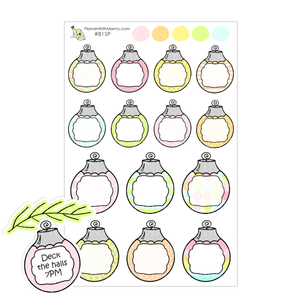 B15P Pastel Christmas Bulb Ornament Write In Stickers