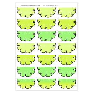 DB110 GREENS 1.5" Doodle Half Circle Planner Stickers
