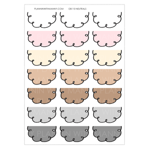 DB110 NEUTRAL 1.5"  Doodle Half Circle Planner Stickers