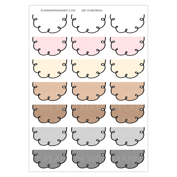 DB110 Doodle 1.5" Half Circle Mixed Sheet Planner Stickers