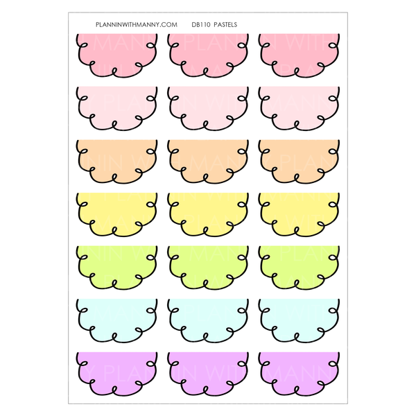 DB110 Doodle 1.5" Half Circle Mixed Sheet Planner Stickers