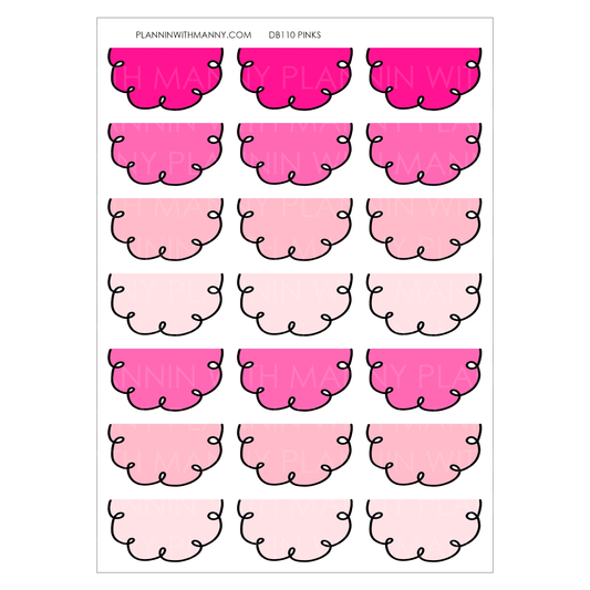 DB110 PINKS 1.5" Doodle Half Circle Planner Stickers