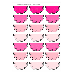 DB110 PINKS 1.5" Doodle Half Circle Planner Stickers