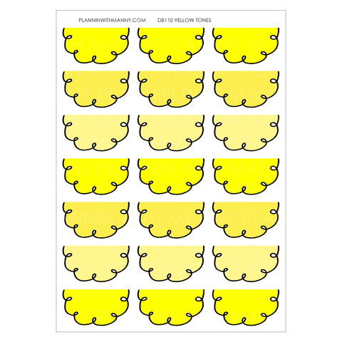 DB110 YELLOWS 1.5" Doodle Half Circle Planner Stickers