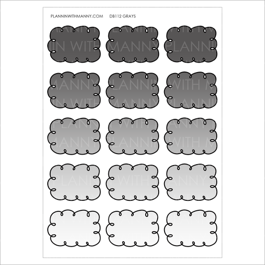 DB112 GRAYS 1.5" Doodle Half Box Planner Stickers