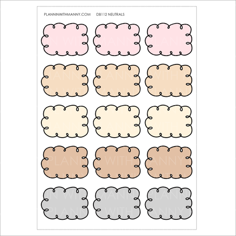 DB112 NEUTRAL 1.5" Doodle Half Box Planner Stickers