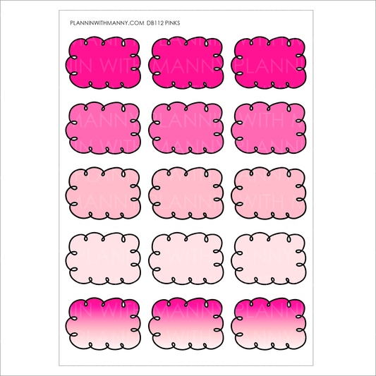 DB112 PINKS 1.5" Doodle Half Box Planner Stickers