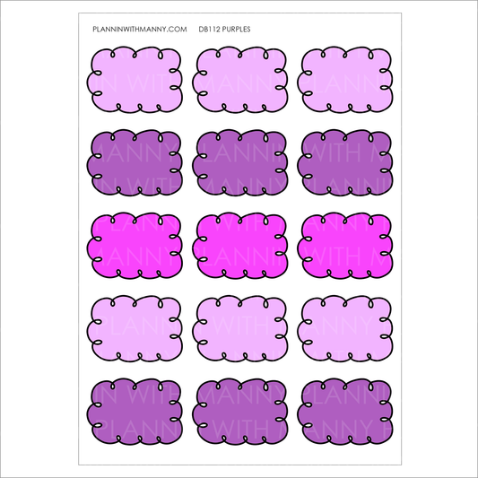 DB112 PURPLES 1.5" Doodle Half Box Planner Stickers