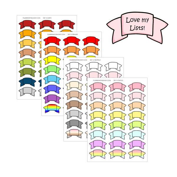 DB116 1.5" Doodled Banner Planner Stickers