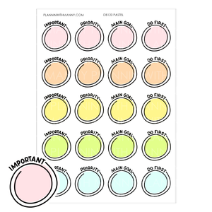 DB120 Circle Doodle Note Planner Stickers