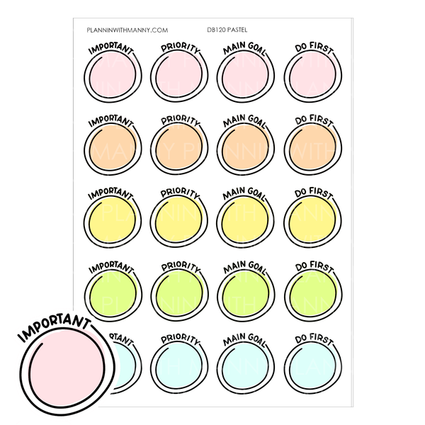 DB120 Circle Doodle Note Planner Stickers