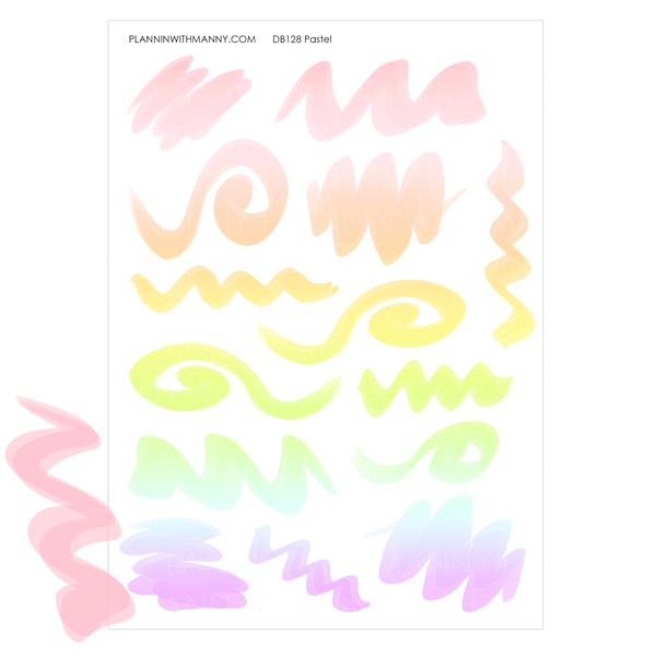 DB128 Swirly Swipes in Rainbow Gradients Stickers