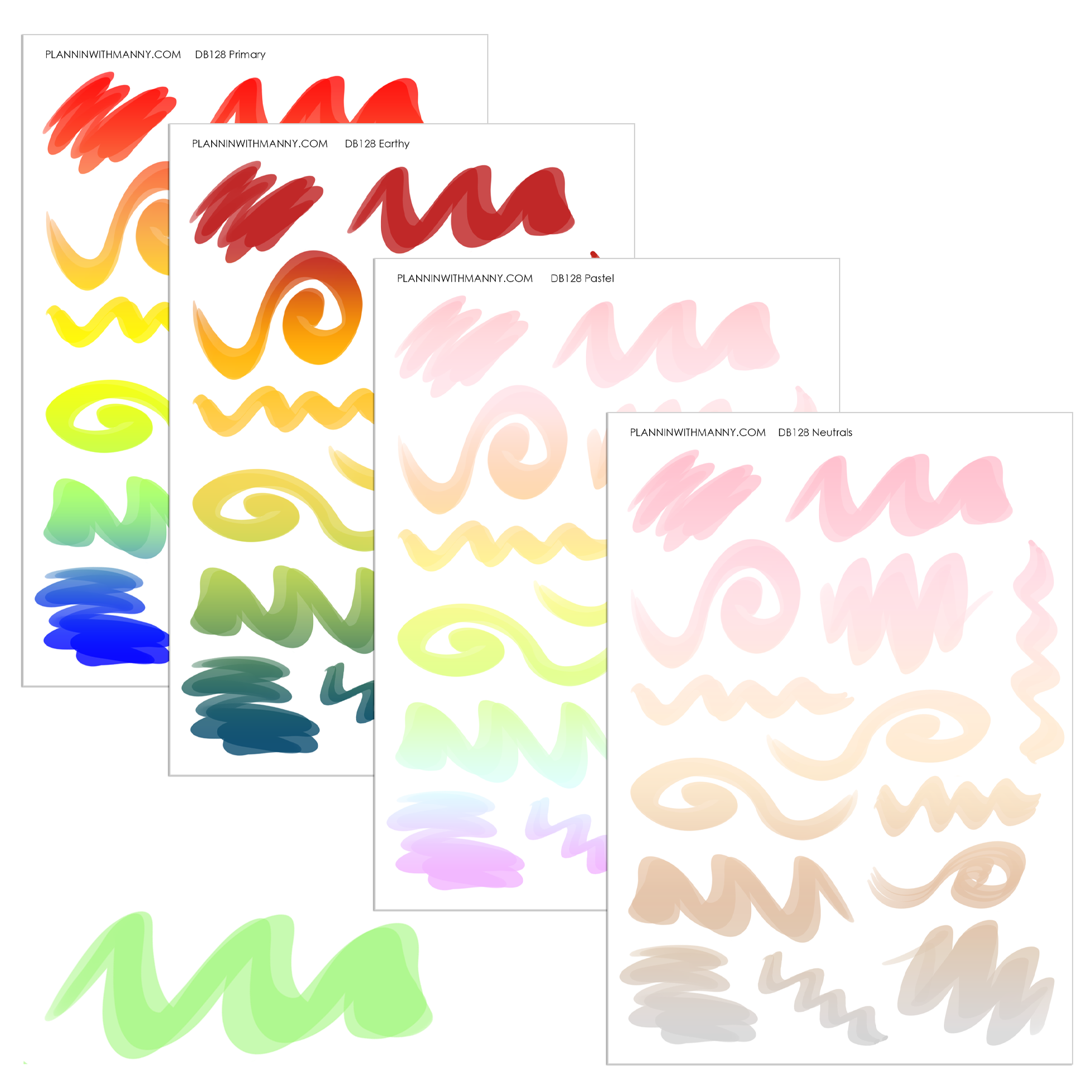 DB128 Swirly Swipes in Rainbow Gradients Stickers