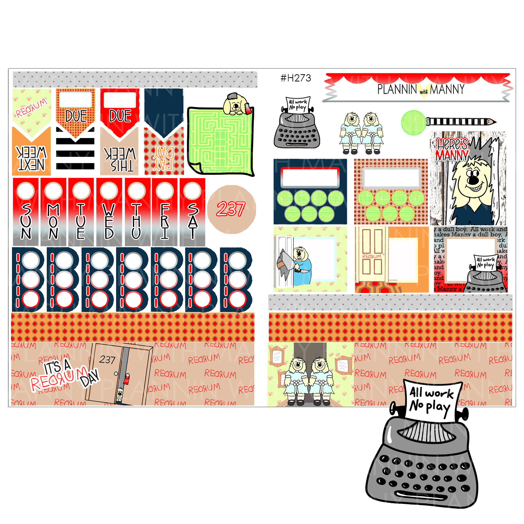 H273 HOBONICHI WEEKLY Planner Stickers - Here's Manny Collection