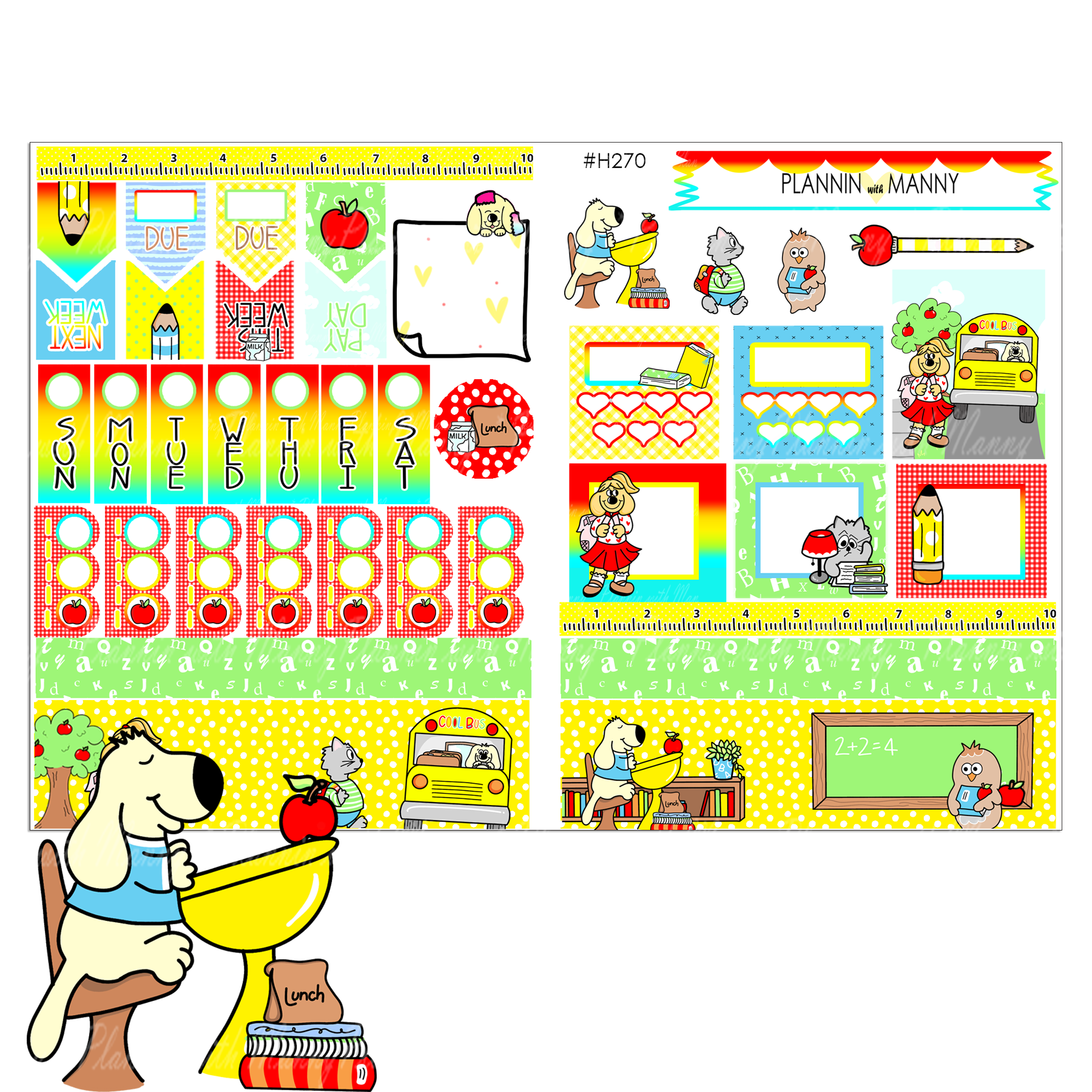 H270 HOBONICHI Weekly Planner Stickers -Back2School Collection