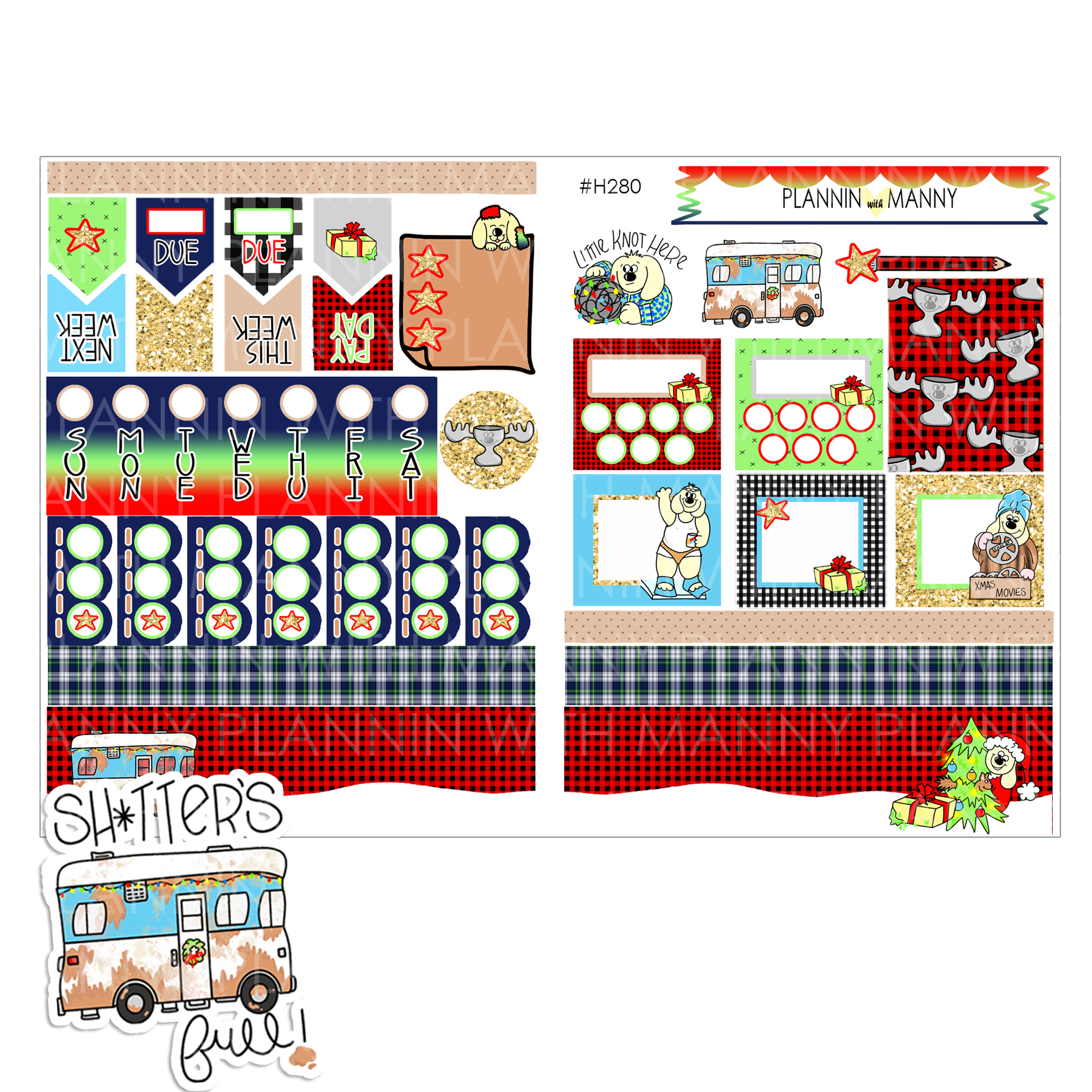H281 HOBONICHI Weekly Planner Stickers - Manny's 2nd Christmas Vacation Collection