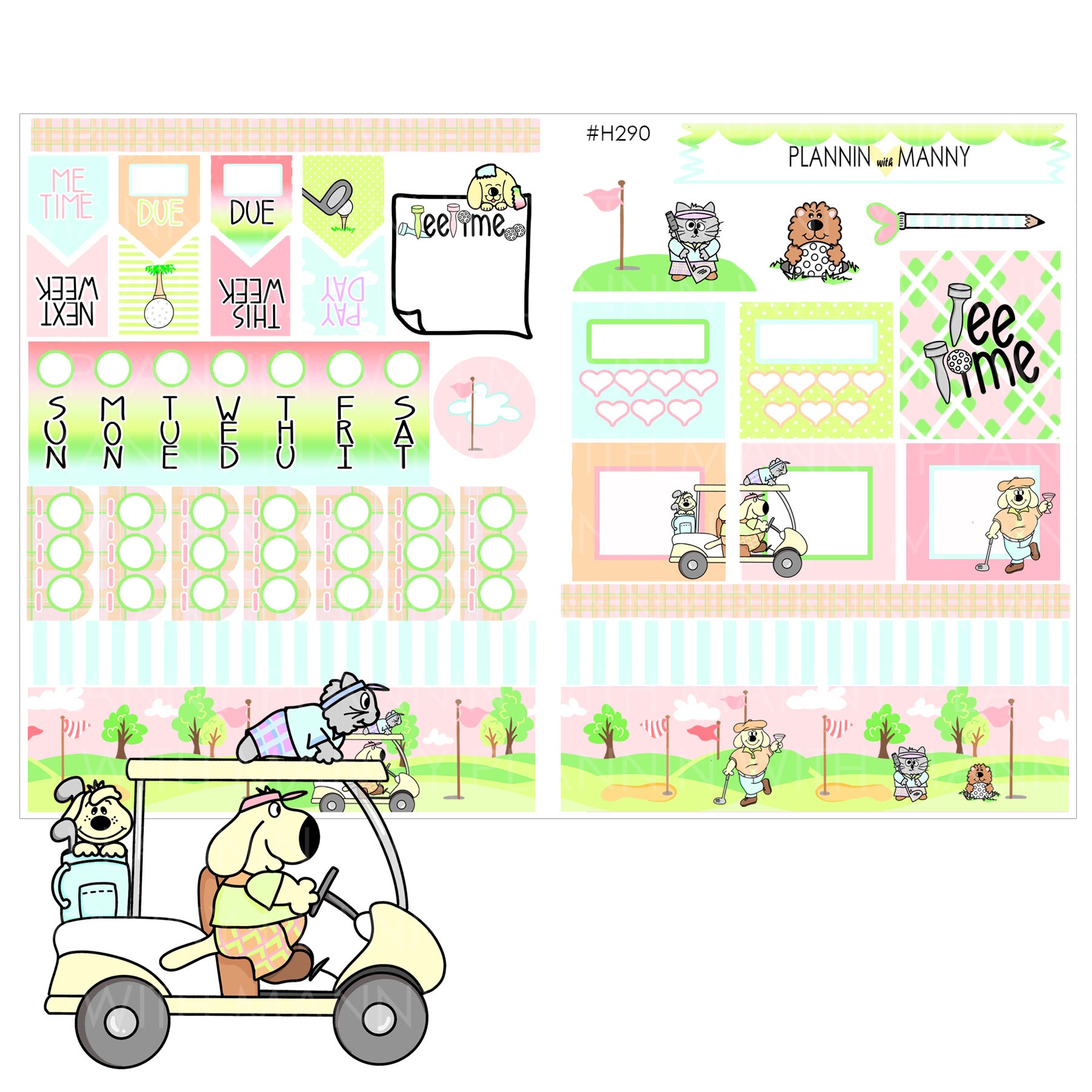 H290 HOBONICHI Weekly Planner Stickers - Tee Time Collection