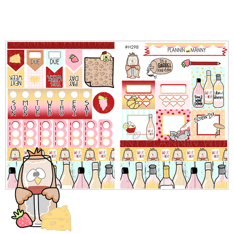 H298 HOBONICHI Weekly Planner Stickers - Wine O Clock Collection