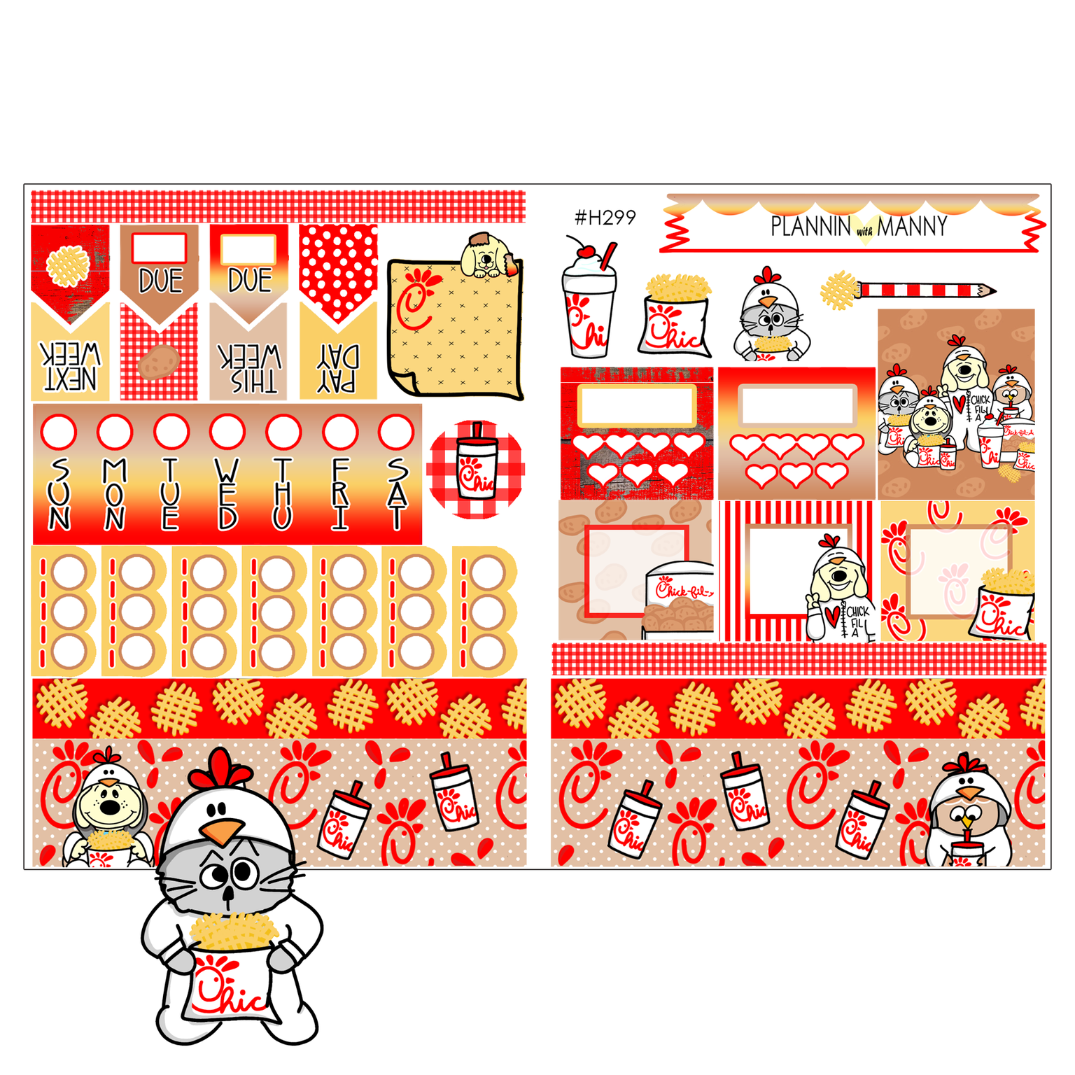 H299 HOBONICHI Weekly Planner Stickers - Peace Love Chicky Collection