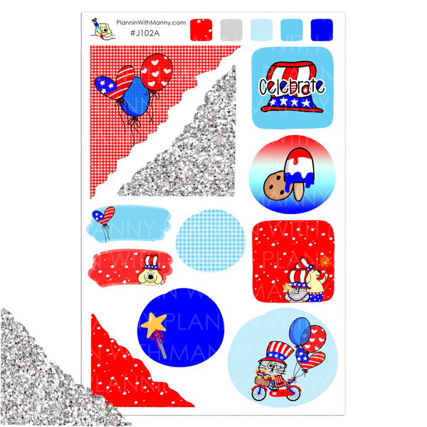 J102 Patriotic Party Journal Stickers - Patriotic Party Collection