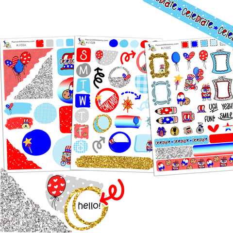 J102 Patriotic Party Journal Stickers - Patriotic Party Collection