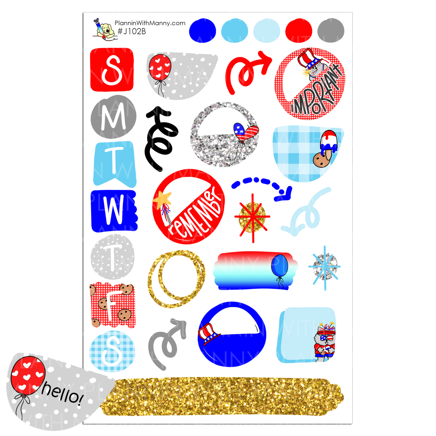 J102 Patriotic Party Journal Stickers - Patriotic Party Collection