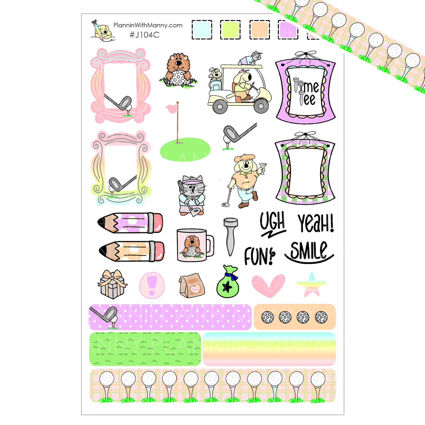 J104 Tee Time Journaling Planner Stickers