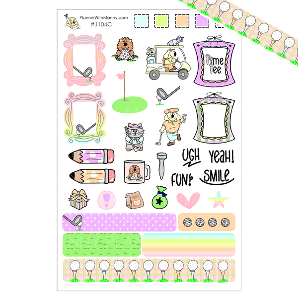 J104 Tee Time Journaling Planner Stickers