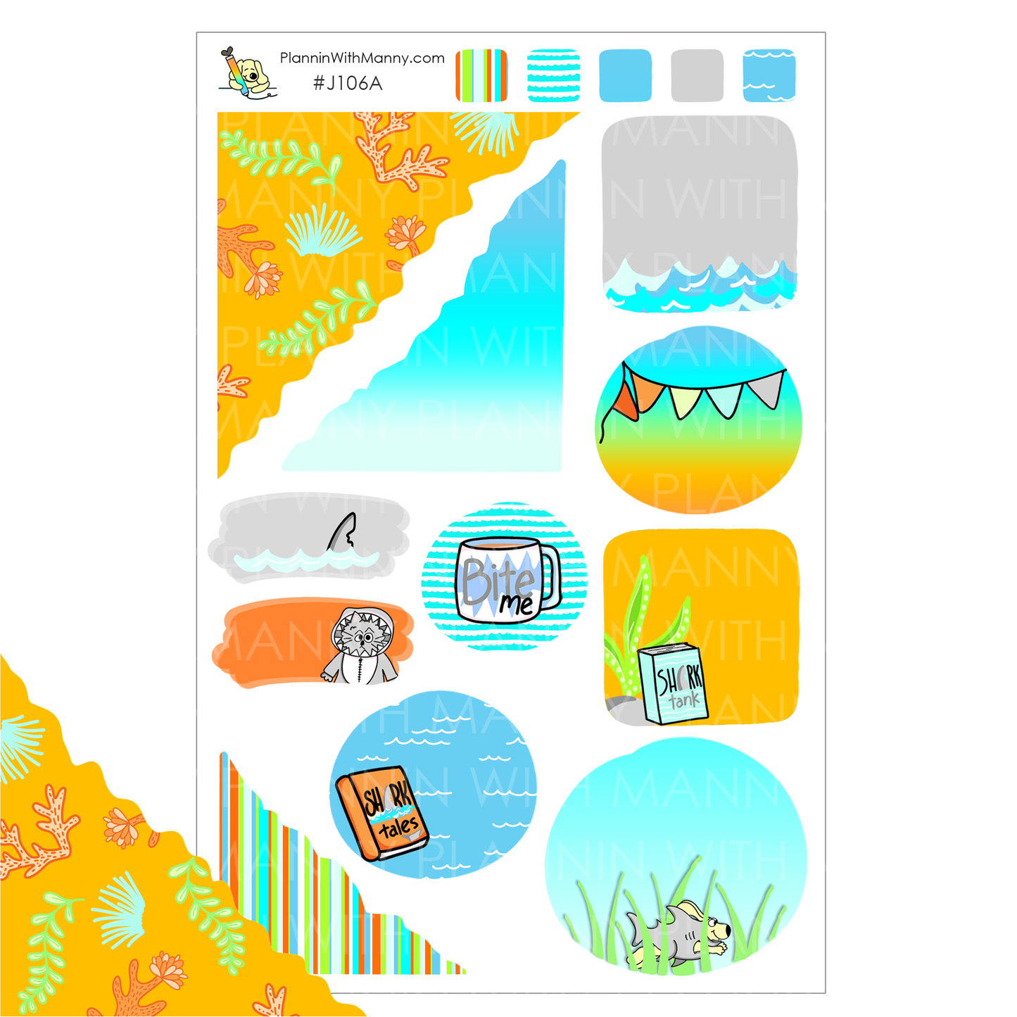 J106 Feelin Sharky Journaling Planner Stickers