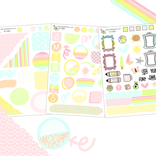 J108 Pastel Journaling Planner Stickers