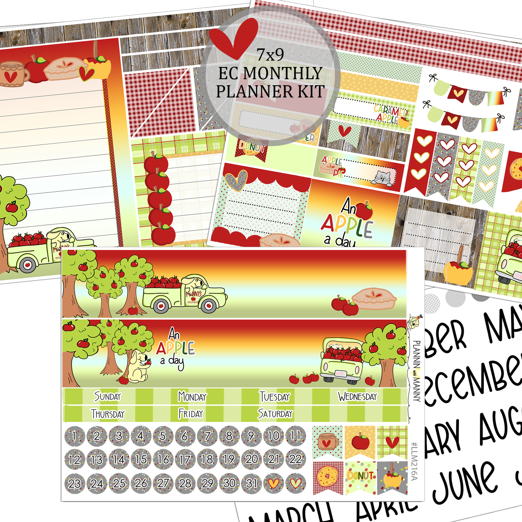 LLM216 MONTHLY PLANNER STICKERS - Apple Days Collection – Plannin with Manny