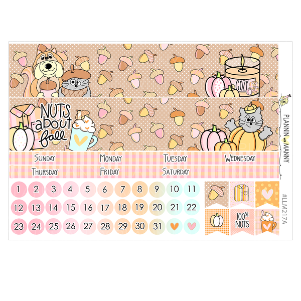 LLM217 MONTHLY 7x9  Planner Stickers - Nuts About Fall Collection